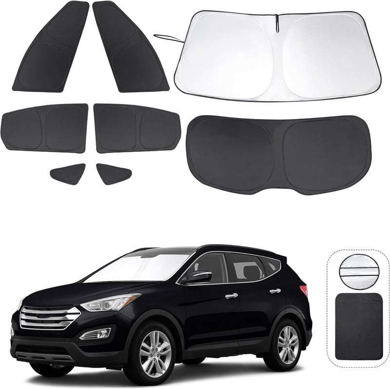 TINGLU Window Shades for Hyundai Santa Fe 2013-2018 Accessories Car Side Full Windows Rear Triangular Windshield Sun Shade Sun UV Rays & Privacy Protection for Camping,Napping,and Relaxing 8PCS - Image 1